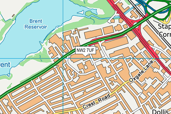 NW2 7UF map - OS VectorMap District (Ordnance Survey) NW2 7UF map - OS VectorMap District (Ordnance Survey)