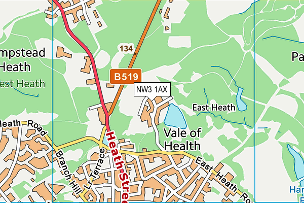 NW3 1AX map - OS VectorMap District (Ordnance Survey)