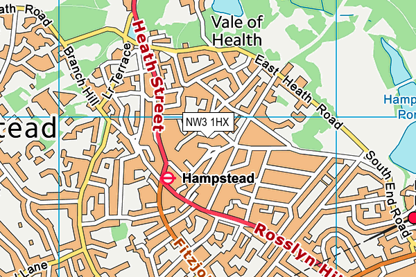 NW3 1HX map - OS VectorMap District (Ordnance Survey) NW3 1HX map - OS VectorMap District (Ordnance Survey)