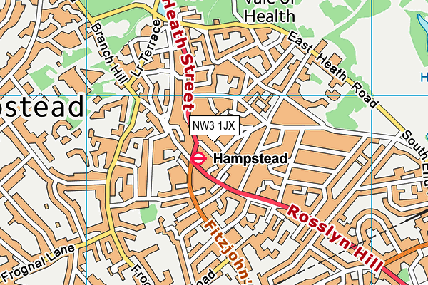 NW3 1JX map - OS VectorMap District (Ordnance Survey) NW3 1JX map - OS VectorMap District (Ordnance Survey)