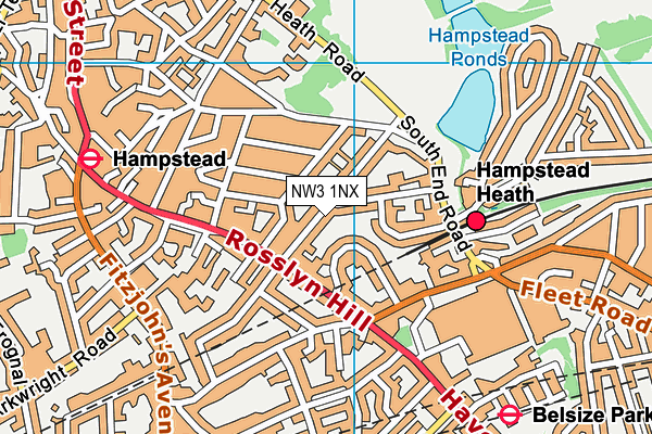 NW3 1NX map - OS VectorMap District (Ordnance Survey)