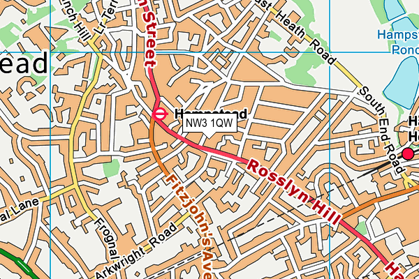 NW3 1QW map - OS VectorMap District (Ordnance Survey) NW3 1QW map - OS VectorMap District (Ordnance Survey)