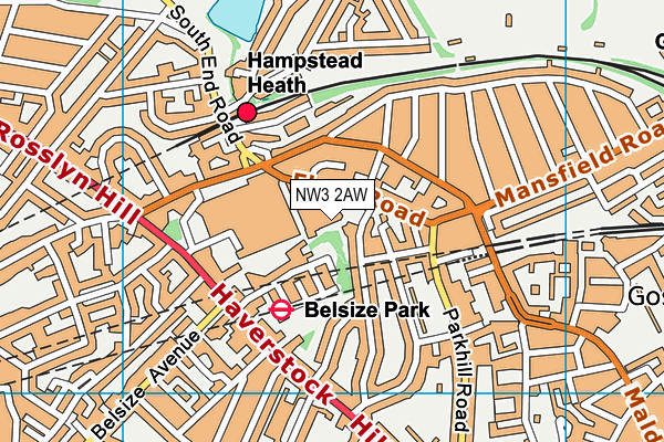 NW3 2AW map - OS VectorMap District (Ordnance Survey) NW3 2AW map - OS VectorMap District (Ordnance Survey)