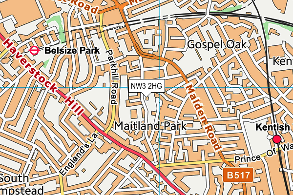 NW3 2HG map - OS VectorMap District (Ordnance Survey) NW3 2HG map - OS VectorMap District (Ordnance Survey)