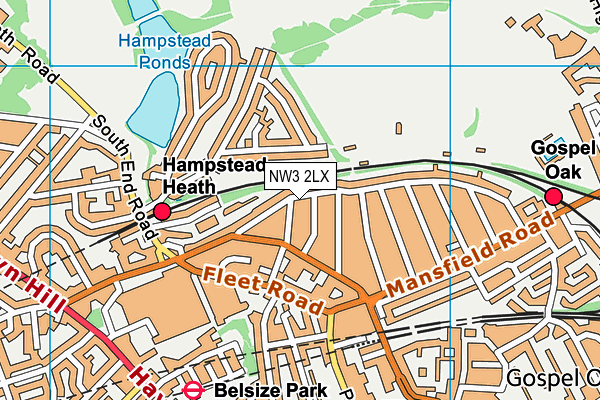 NW3 2LX map - OS VectorMap District (Ordnance Survey) NW3 2LX map - OS VectorMap District (Ordnance Survey)