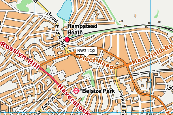 NW3 2QX map - OS VectorMap District (Ordnance Survey) NW3 2QX map - OS VectorMap District (Ordnance Survey)