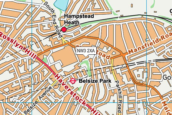 NW3 2XA map - OS VectorMap District (Ordnance Survey) NW3 2XA map - OS VectorMap District (Ordnance Survey)