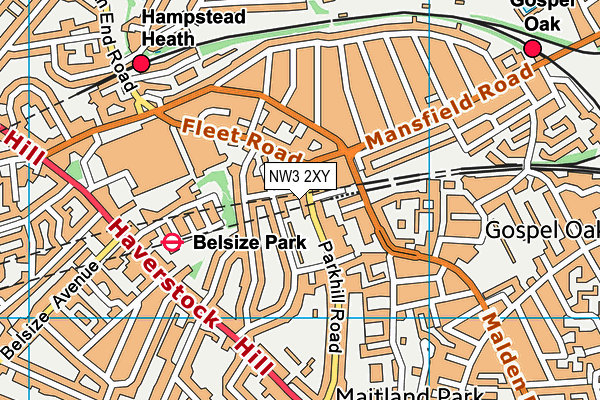 NW3 2XY map - OS VectorMap District (Ordnance Survey) NW3 2XY map - OS VectorMap District (Ordnance Survey)