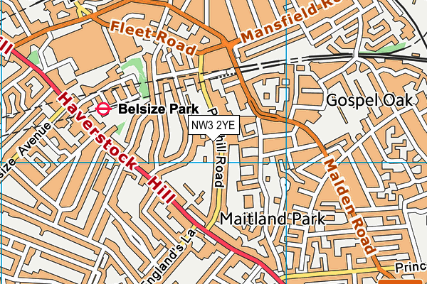 NW3 2YE map - OS VectorMap District (Ordnance Survey)