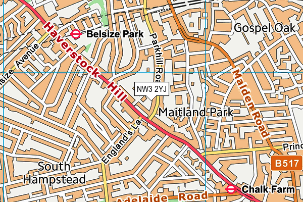 NW3 2YJ map - OS VectorMap District (Ordnance Survey) NW3 2YJ map - OS VectorMap District (Ordnance Survey)
