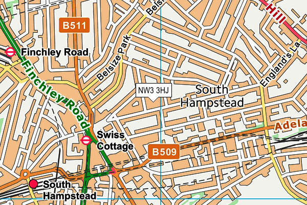 NW3 3HJ map - OS VectorMap District (Ordnance Survey) NW3 3HJ map - OS VectorMap District (Ordnance Survey)