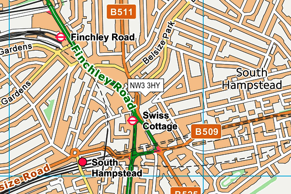 NW3 3HY map - OS VectorMap District (Ordnance Survey) NW3 3HY map - OS VectorMap District (Ordnance Survey)