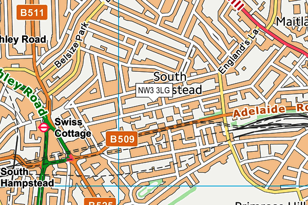 NW3 3LG map - OS VectorMap District (Ordnance Survey) NW3 3LG map - OS VectorMap District (Ordnance Survey)