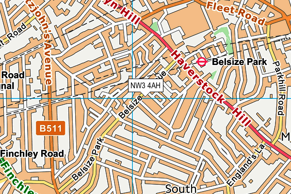 NW3 4AH map - OS VectorMap District (Ordnance Survey) NW3 4AH map - OS VectorMap District (Ordnance Survey)