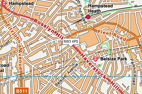 NW3 4PS map - OS VectorMap District (Ordnance Survey) NW3 4PS map - OS VectorMap District (Ordnance Survey)