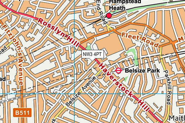 NW3 4PT map - OS VectorMap District (Ordnance Survey) NW3 4PT map - OS VectorMap District (Ordnance Survey)