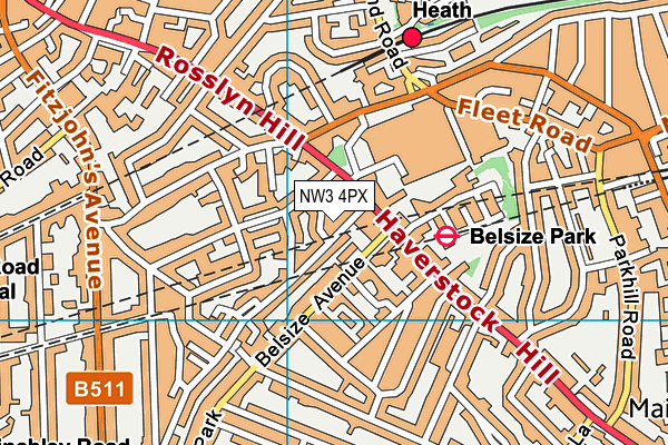 NW3 4PX map - OS VectorMap District (Ordnance Survey) NW3 4PX map - OS VectorMap District (Ordnance Survey)
