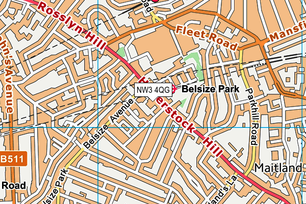 NW3 4QG map - OS VectorMap District (Ordnance Survey) NW3 4QG map - OS VectorMap District (Ordnance Survey)
