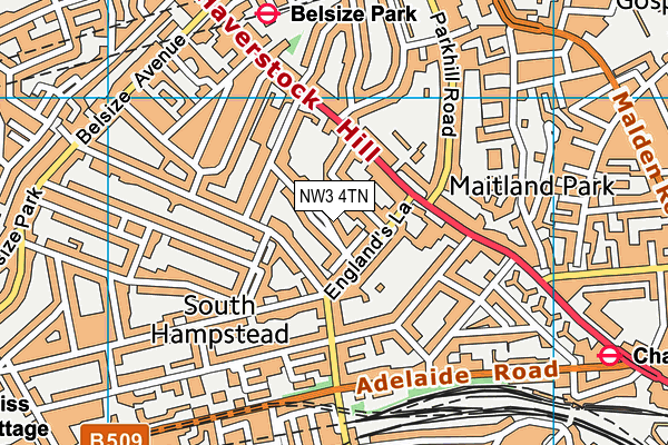 NW3 4TN map - OS VectorMap District (Ordnance Survey) NW3 4TN map - OS VectorMap District (Ordnance Survey)