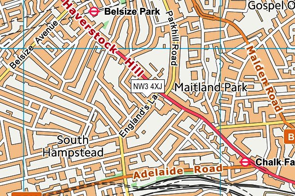 NW3 4XJ map - OS VectorMap District (Ordnance Survey) NW3 4XJ map - OS VectorMap District (Ordnance Survey)