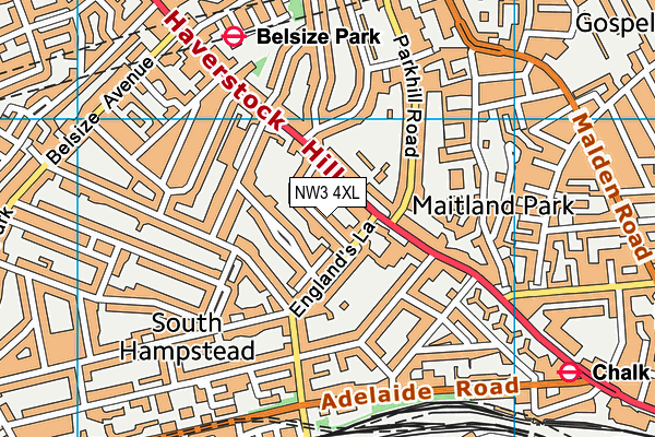 NW3 4XL map - OS VectorMap District (Ordnance Survey) NW3 4XL map - OS VectorMap District (Ordnance Survey)