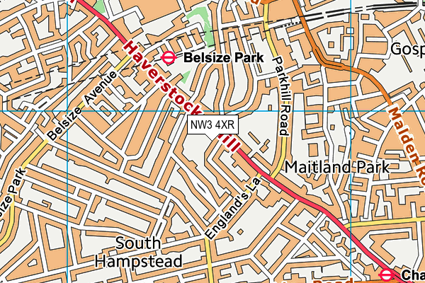 NW3 4XR map - OS VectorMap District (Ordnance Survey) NW3 4XR map - OS VectorMap District (Ordnance Survey)