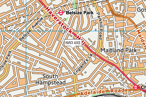 NW3 4XS map - OS VectorMap District (Ordnance Survey) NW3 4XS map - OS VectorMap District (Ordnance Survey)
