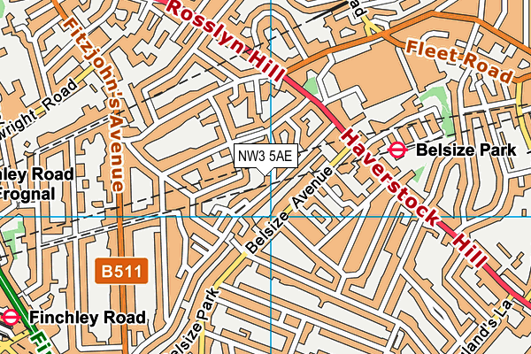 NW3 5AE map - OS VectorMap District (Ordnance Survey) NW3 5AE map - OS VectorMap District (Ordnance Survey)
