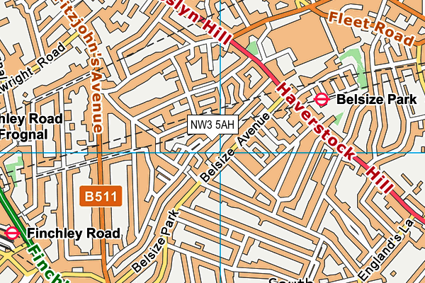 NW3 5AH map - OS VectorMap District (Ordnance Survey) NW3 5AH map - OS VectorMap District (Ordnance Survey)