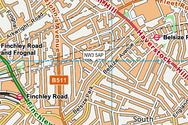 NW3 5AP map - OS VectorMap District (Ordnance Survey)