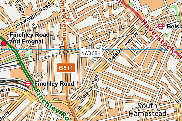 NW3 5BH map - OS VectorMap District (Ordnance Survey) NW3 5BH map - OS VectorMap District (Ordnance Survey)