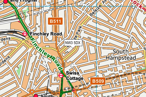NW3 5DX map - OS VectorMap District (Ordnance Survey)