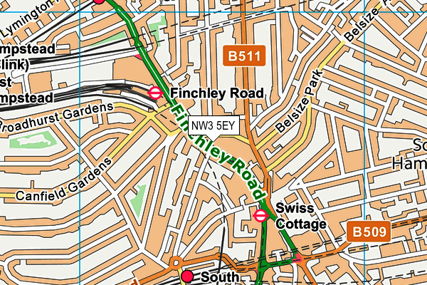 NW3 5EY map - OS VectorMap District (Ordnance Survey) NW3 5EY map - OS VectorMap District (Ordnance Survey)