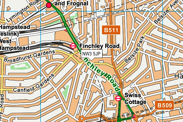 NW3 5JP map - OS VectorMap District (Ordnance Survey)