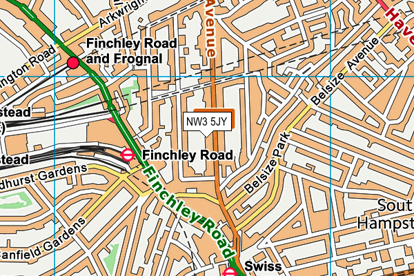 NW3 5JY map - OS VectorMap District (Ordnance Survey)