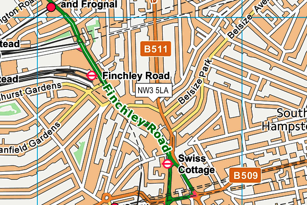 NW3 5LA map - OS VectorMap District (Ordnance Survey)