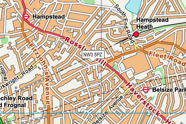 NW3 5PZ map - OS VectorMap District (Ordnance Survey)