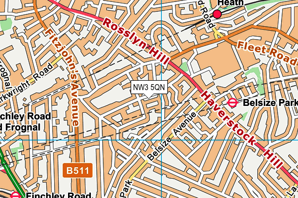 NW3 5QN map - OS VectorMap District (Ordnance Survey)