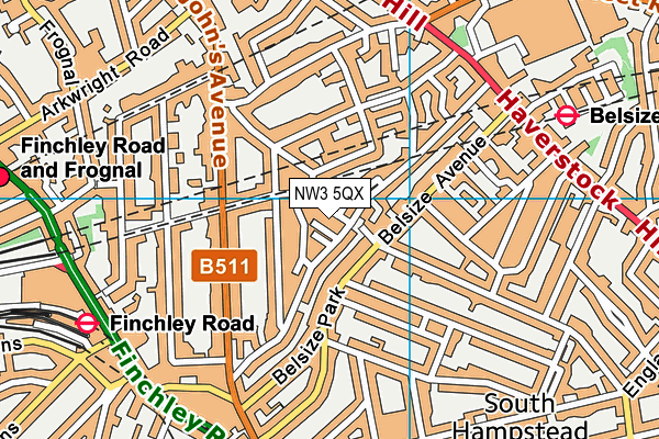 NW3 5QX map - OS VectorMap District (Ordnance Survey)