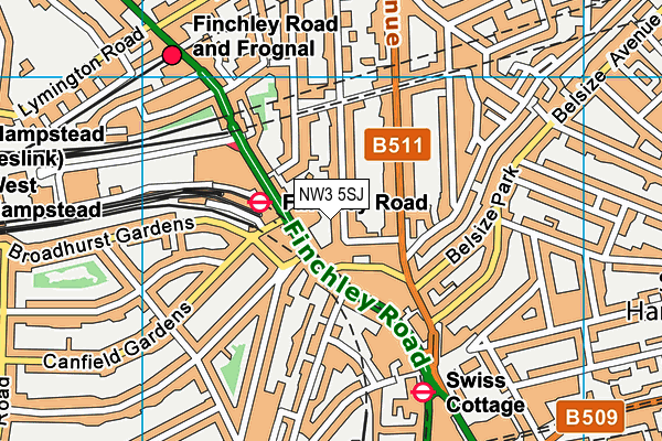 NW3 5SJ map - OS VectorMap District (Ordnance Survey)