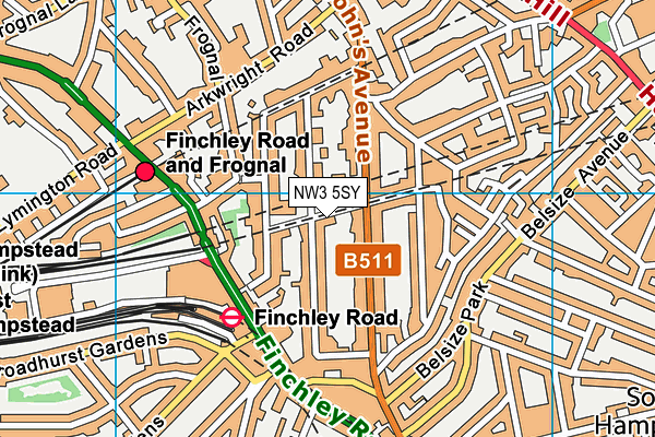 NW3 5SY map - OS VectorMap District (Ordnance Survey) NW3 5SY map - OS VectorMap District (Ordnance Survey)