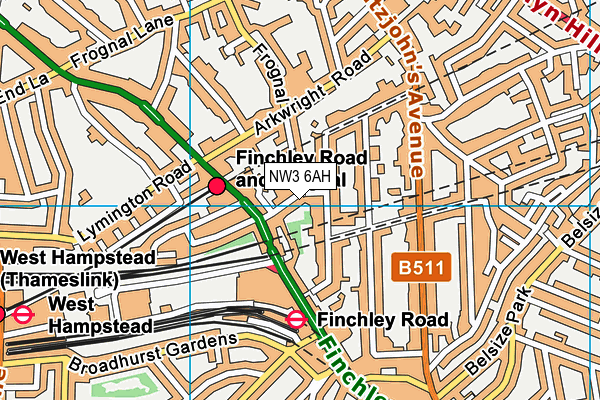 NW3 6AH map - OS VectorMap District (Ordnance Survey) NW3 6AH map - OS VectorMap District (Ordnance Survey)