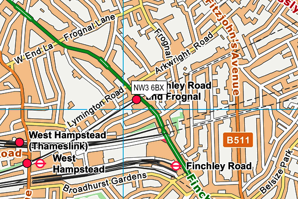 NW3 6BX map - OS VectorMap District (Ordnance Survey)