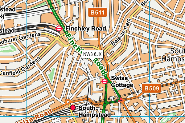 NW3 6JX map - OS VectorMap District (Ordnance Survey)