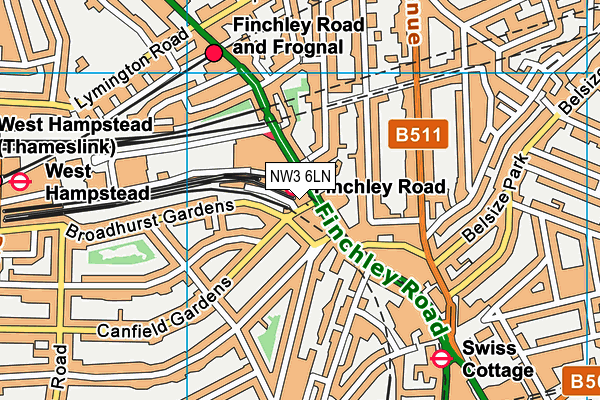 NW3 6LN map - OS VectorMap District (Ordnance Survey)