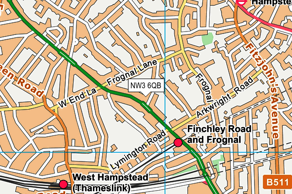 NW3 6QB map - OS VectorMap District (Ordnance Survey) NW3 6QB map - OS VectorMap District (Ordnance Survey)