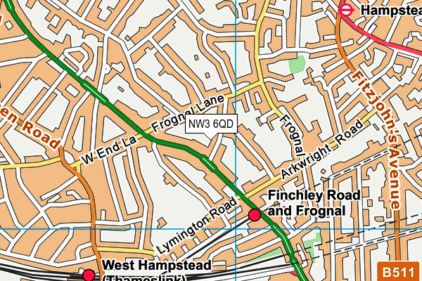 NW3 6QD map - OS VectorMap District (Ordnance Survey) NW3 6QD map - OS VectorMap District (Ordnance Survey)