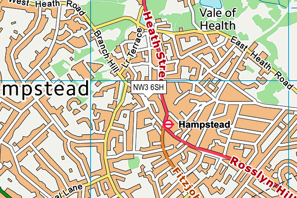 NW3 6SH map - OS VectorMap District (Ordnance Survey) NW3 6SH map - OS VectorMap District (Ordnance Survey)