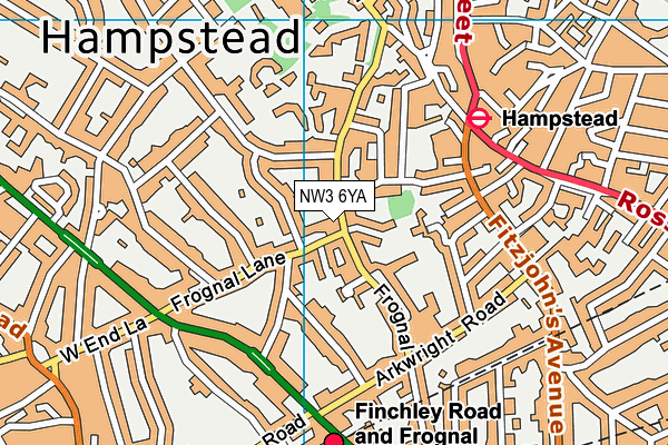 NW3 6YA map - OS VectorMap District (Ordnance Survey) NW3 6YA map - OS VectorMap District (Ordnance Survey)