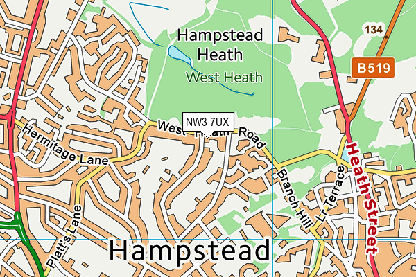 NW3 7UX map - OS VectorMap District (Ordnance Survey)